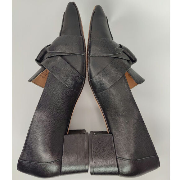 Black Leather Antonio Melani Bow heeled Loafers sz 9 - Picture 5 of 9